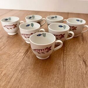 7 PCs RARE VTG‎ Arabia Finland AQUARIUM Demitasse Cups Anja Juurikkala Sea Motif